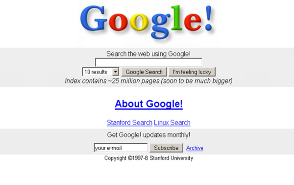 1997年 Google 的原型状态